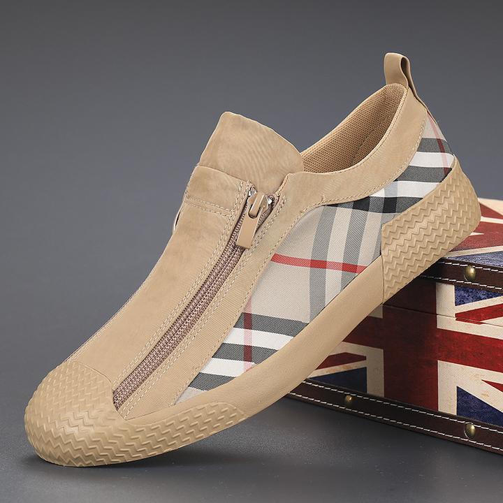 2024男板鞋秋季新款透气男鞋韩版潮流男士低帮运动休闲格子帆布鞋