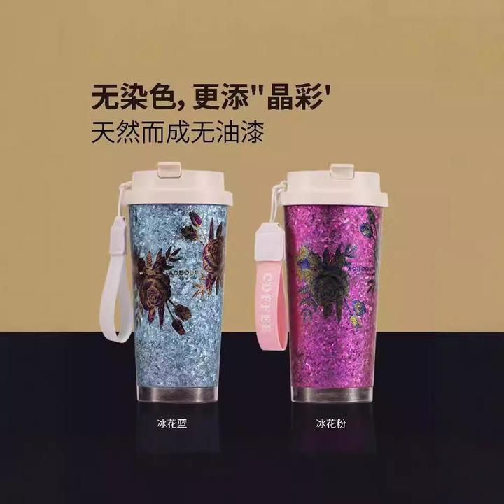 纯钛随手咖啡杯高颜值情侣保温杯商务办公纯钛双饮喝水杯子学生杯