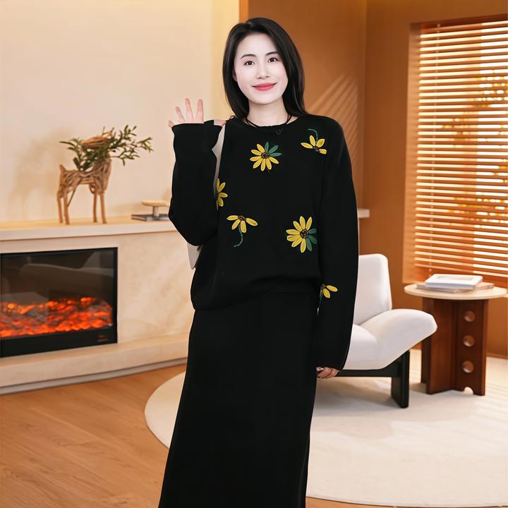 【花蜜】Mayya Plus麦芽定制气质显瘦圆领休闲百搭提花毛衣32547511