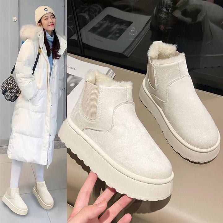 厚底东北雪地靴女2025年新款冬季加厚保暖百搭一脚蹬防滑加绒棉鞋