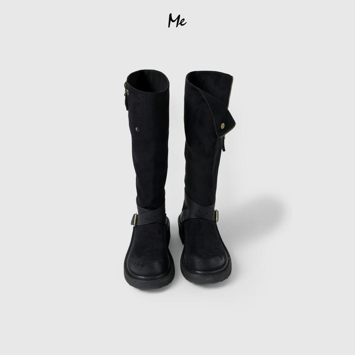 ME【磨砂皮带扣高筒马丁靴】磨砂绒面厚底增高时尚百搭鞋子MESA2340