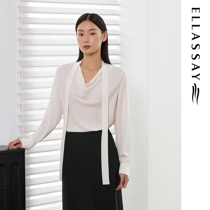ELLASSAY歌力思新款桑蚕丝简约气质衬衫女EWE363C00500