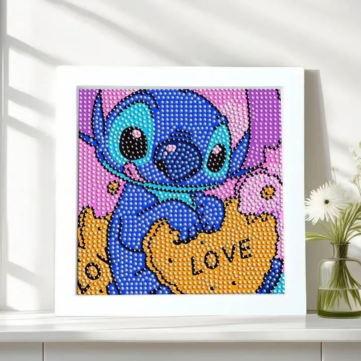 史迪仔钻石手工diy新款带框粘贴贴画情侣礼物治愈高颜值卡通