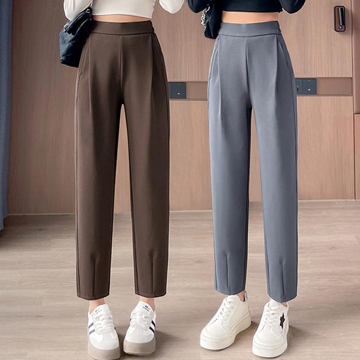 高腰哈伦裤女2025新款小个子秋冬加绒宽松显瘦垂感小脚休闲萝卜裤