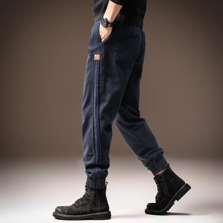 GS秋季新款复古拼接工装休闲裤男士时尚潮流高端宽松直筒百搭长裤