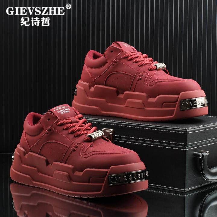 【轻奢男鞋】纪诗哲新款潮流男鞋休闲板鞋新款高级感厚底增高潮鞋子