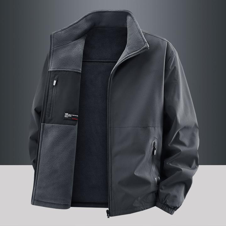 蒙鲁巴恩秋冬款男士夹克加绒加厚男装休闲衣服摇粒绒外套男春秋款