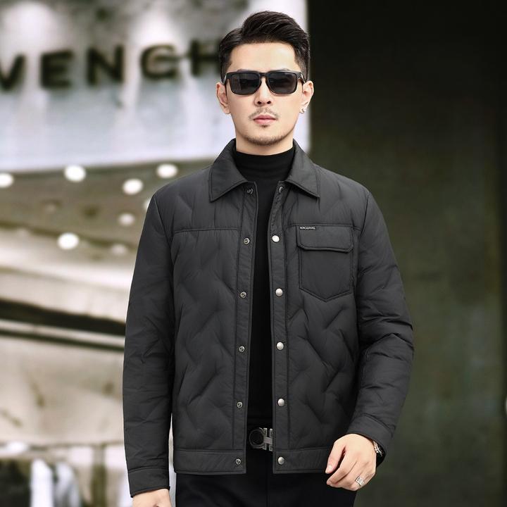 KANMALENLY/肯梅灵列轻薄衬衫羽绒服短款休闲男装冬保暖翻领外套