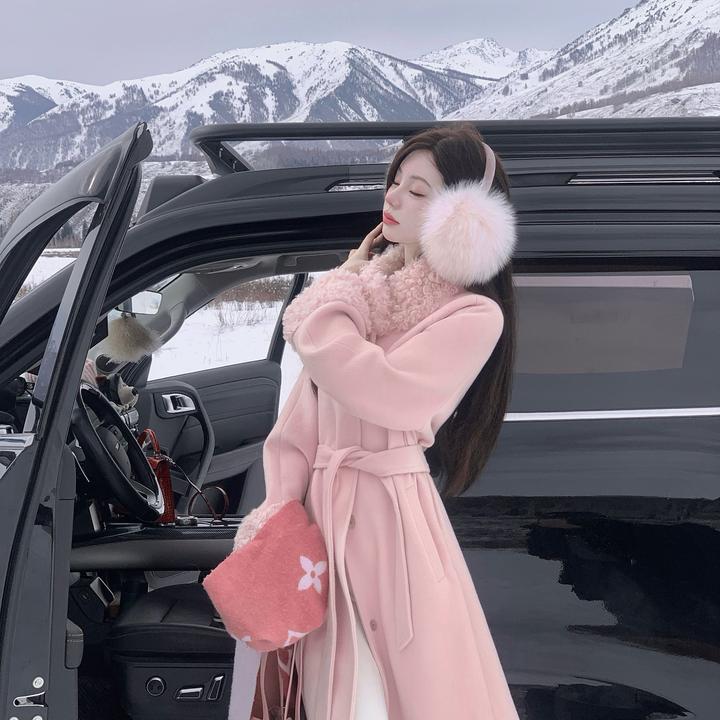 【雅乔定制】斯佩罗玫瑰 毛领羊毛羽绒大衣外套女秋冬DYHH-25092054