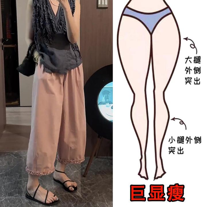 2025春季新款大码女装高腰九分简约阔腿裤梨形身材显瘦百搭休闲裤