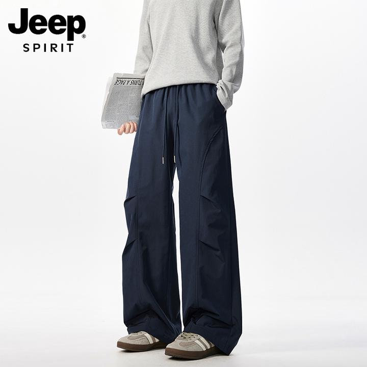 JEEPSPIRIT秋新款男士长裤美式潮牌褶皱运动伞兵裤vibe高街休闲裤