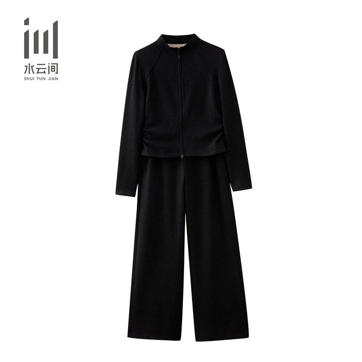水云间女装 圆领拉链收腰上衣宽松卫裤套装2025冬新款12540346