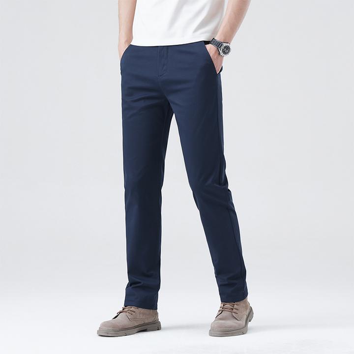 啄木鸟夏轻商务男休闲裤中青年高端纯棉直筒微弹凉感透气百搭长裤