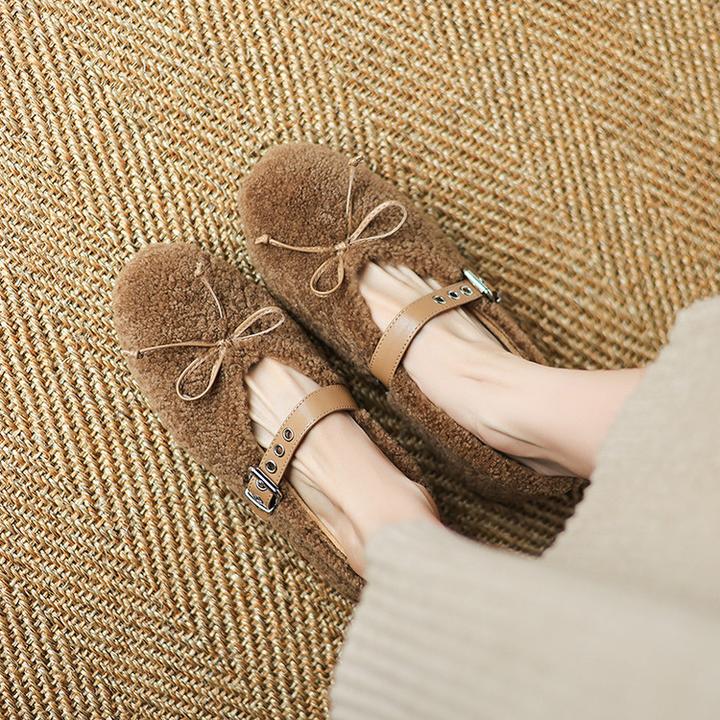 冬季新款勃肯卡皮巴拉复古金属扣简约高级一鞋两穿外穿女毛毛鞋