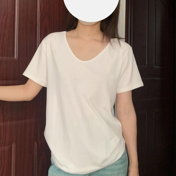 纯色慵懒V领正肩微宽松短袖T恤夏季2025显瘦百搭上衣半袖女学生党