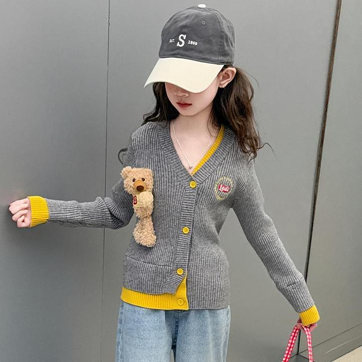 女童开衫外套春秋2025新款春装中大童上衣洋气时髦儿童毛衣针织衫