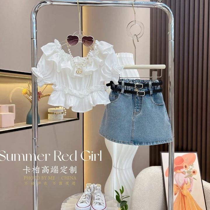 【671人收藏】女童夏装套装洋气儿童荷叶边8个宝女童荷叶边