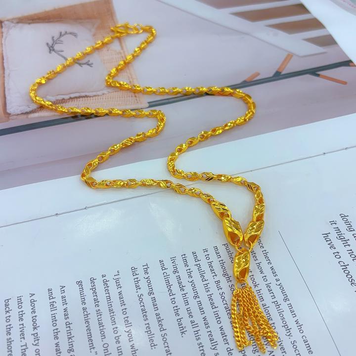 铜合金项链 412-15-7时尚轻奢气质复古ins百搭精美素款镶嵌坠链