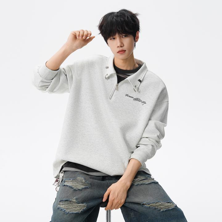 美式重磅半拉链卫衣男款2025春秋季新款潮牌青少年外套套头衫上衣