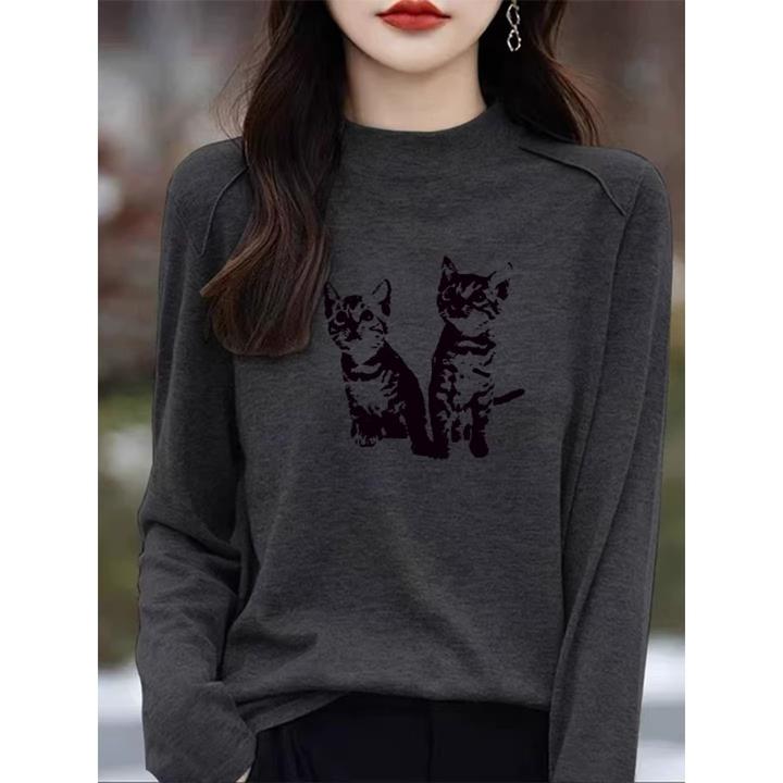 半高领深灰色打底衫长袖t恤女秋冬双面德绒高级感不撞款欧货上衣