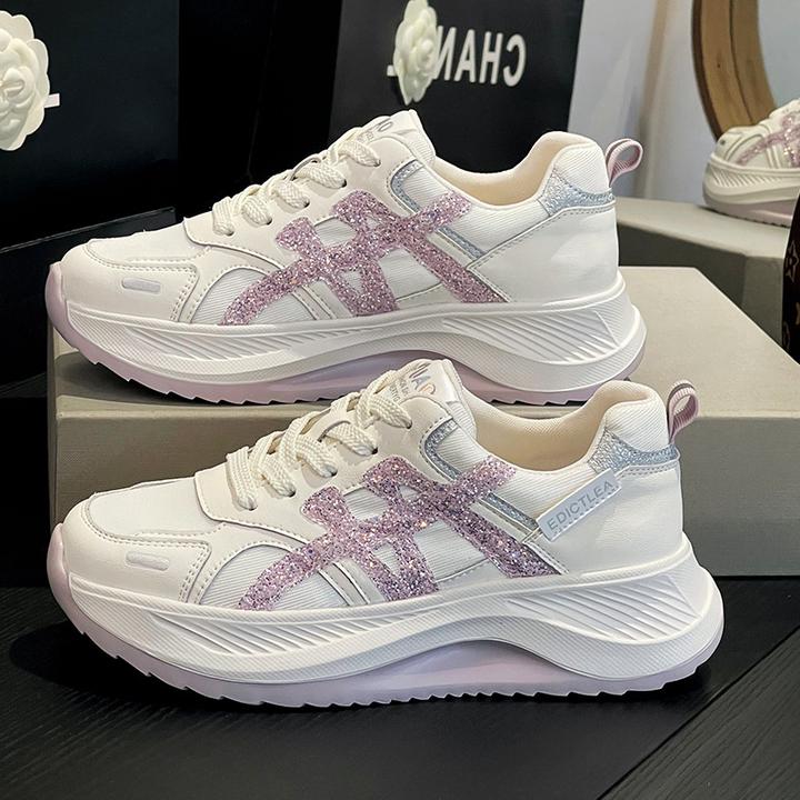 牛皮网面透气老爹鞋女2026春秋新款厚底增高运动鞋轻便休闲阿甘鞋