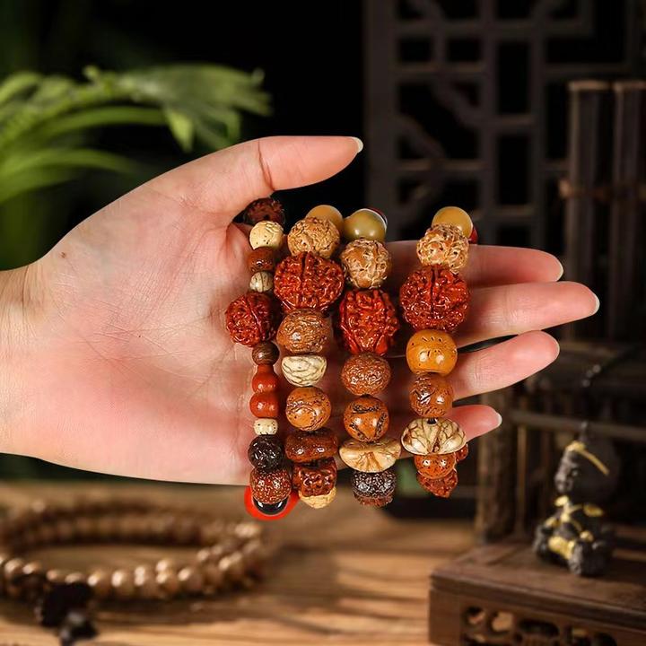 黄铜木质手链 仿菩提手链三代十八籽串菩提本命年多宝多财佛珠手