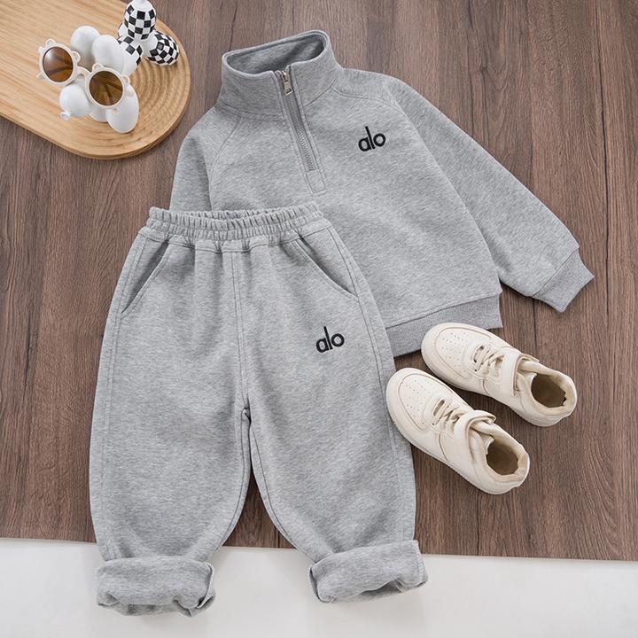 （加绒/不加绒）童装秋冬字母卫衣2025儿童拉链上衣长袖套装外穿8