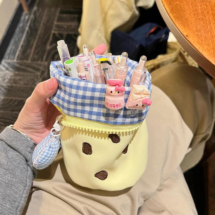 创意曲奇饼干可折叠笔筒笔袋大容量学生桌面收纳袋化妆刷收纳包袋