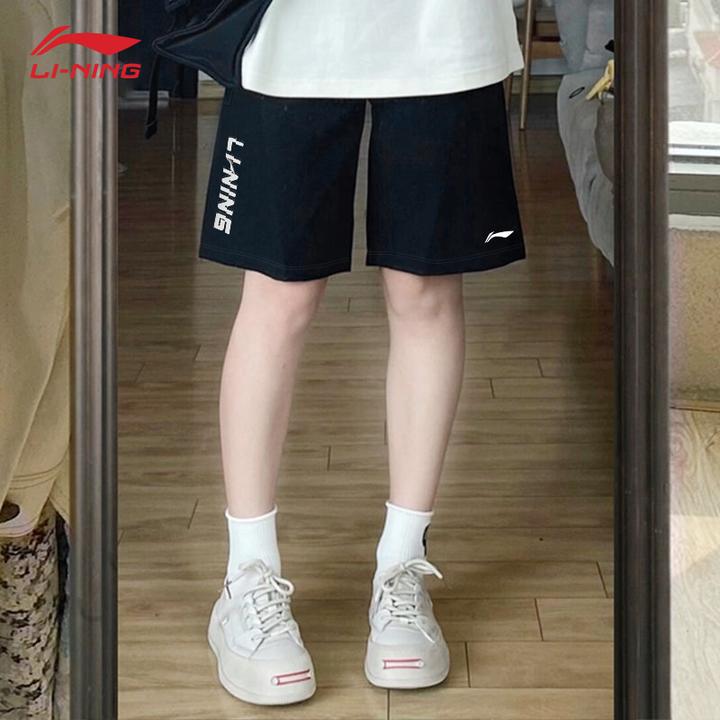 李宁短裤男女同款2025夏季棉质轻薄透气运动裤宽松百搭纯色休闲裤