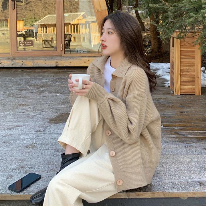 热品2025年新款女宽松外穿慵懒风复古毛衣日系韩版针织开衫女士秋
