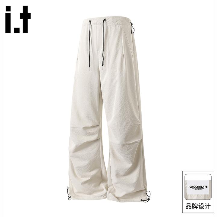 it:CHOCOOLATE美式褶皱伞兵裤秋季新款工装裤宽松直筒休闲裤男款