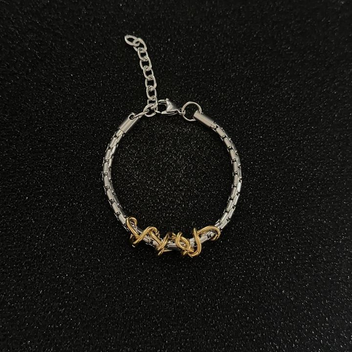 钛钢手链 小众设计蛇年金银灵蛇拼色男简约ins不掉色龙骨手链饰品