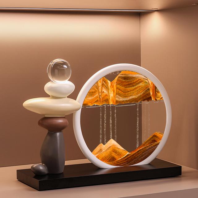 时来运转流沙画摆件客厅电视柜酒柜轻奢高档高级家居装饰品办公室