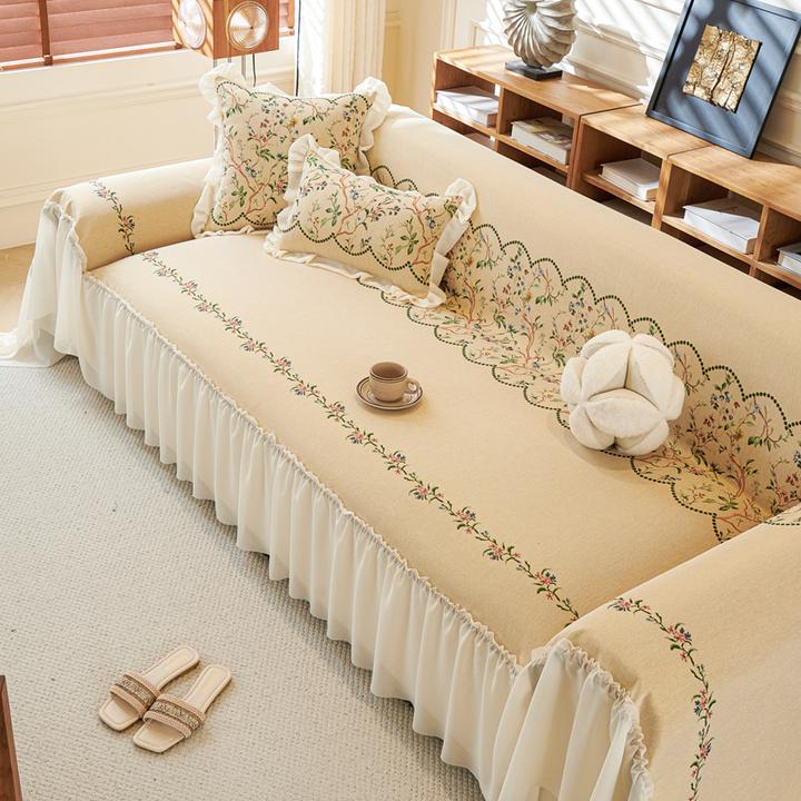 馨玥和高端棉麻风沙发盖布全包沙发巾防猫抓一整张防滑沙发套盖毯