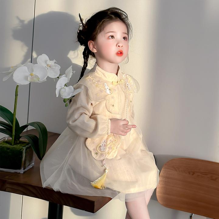 女童春秋款国风连衣裙2025新款洋气儿童网纱裙子女宝宝秋装公主裙