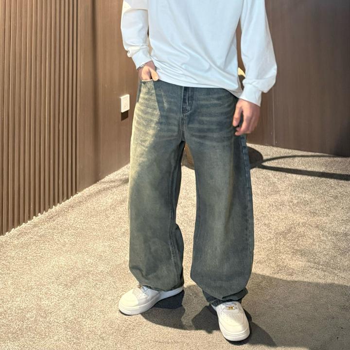 AAL2025冬季加绒加厚水洗百搭宽松休闲重工复古水洗猫爪软牛仔A02