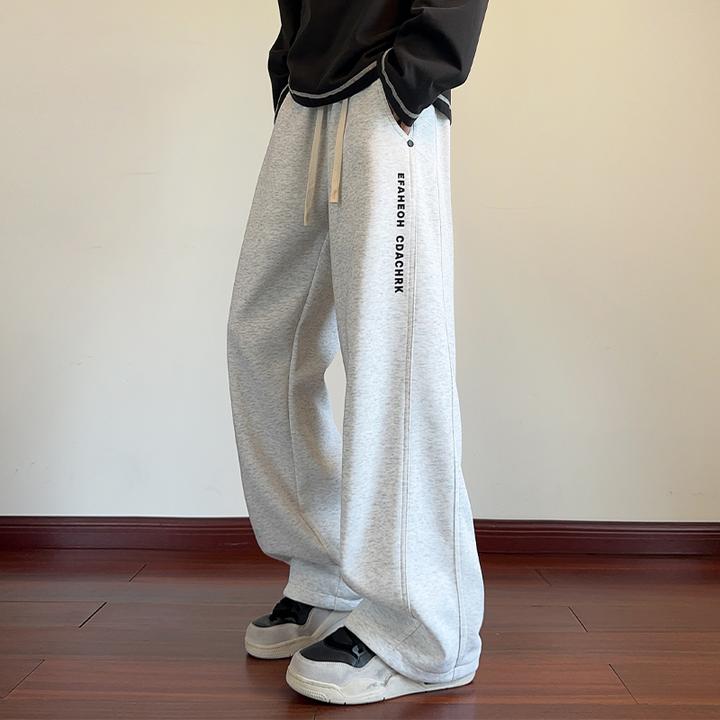 裤子男款秋冬男裤灰色长裤直筒裤男士宽松休闲运动裤男生秋季卫裤