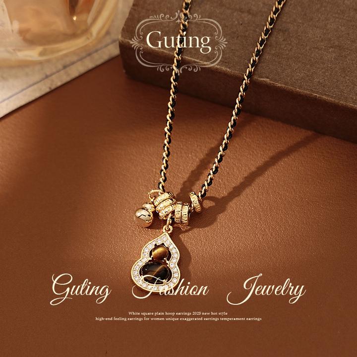 铜合金项链 7069新中式镂空葫芦吊坠项链女轻奢高级感秋冬毛衣链