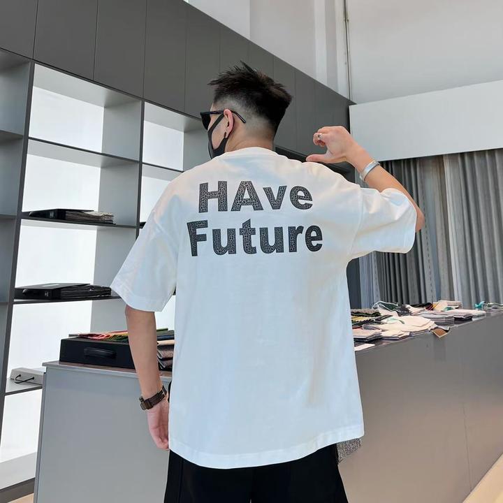 美式休闲帽子印花撞色字母潮流时尚情侣穿搭纯棉舒适透气短袖T恤