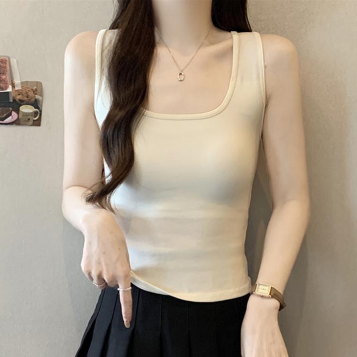 纯欲吊带背心女士秋季2025新款蕾丝拼接胸垫一体美背内搭外穿上衣