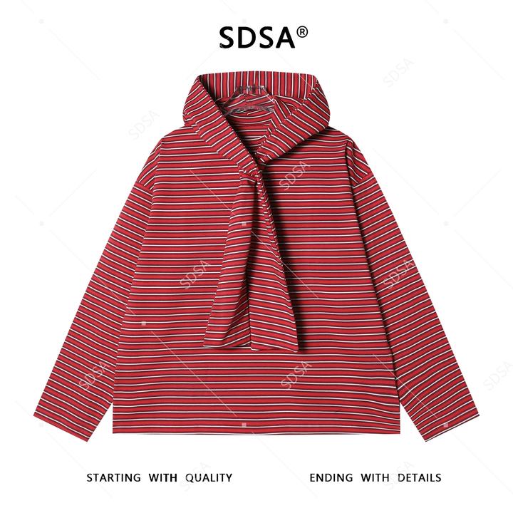 SDSA男士秋冬新款痞帅男装美式简约条纹连帽卫衣百搭潮流套头上衣