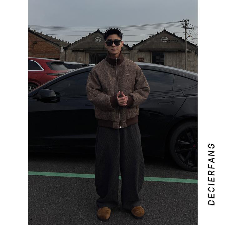 25冬季混纺花纱情侣款男士羽绒服90白鸭绒立领保暖百搭外套