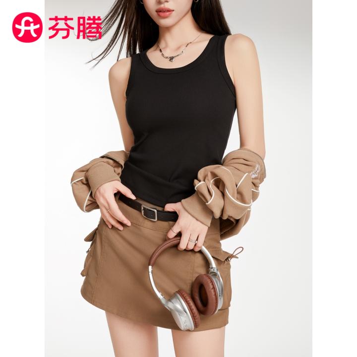 亲氧简约黑色修身显瘦吊带秋冬背心女款内搭打底休闲外穿夏季薄款