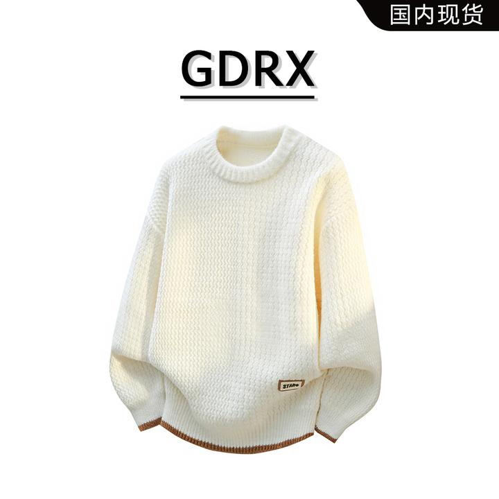 GDRX圆领针织毛衣男2025秋季新款肌理感设计上衣宽松高级感男装