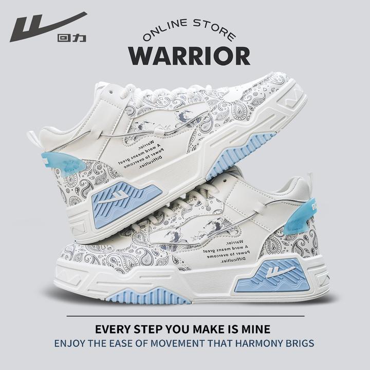 Warrior/回力夏季透气皮面中帮男鞋休闲软底轻便鞋潮鞋运动透气鞋