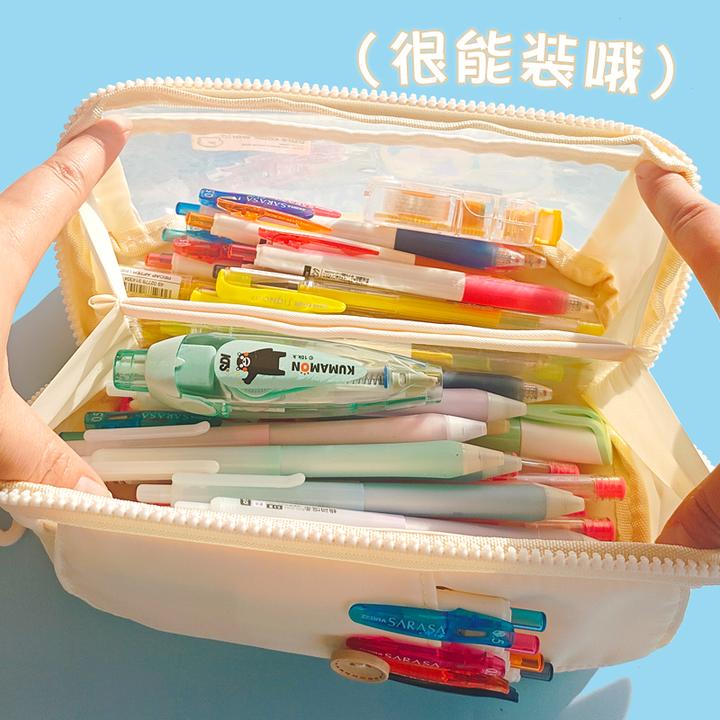 大容量笔袋高颜值文具笔盒女生多层收纳袋适合透明ins铅笔盒