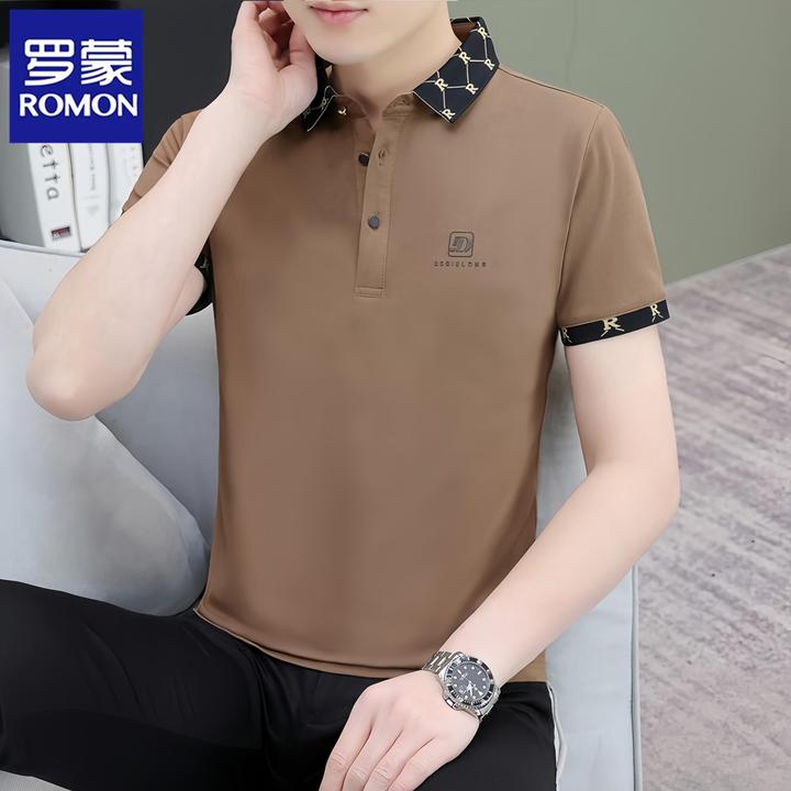 Romon/罗蒙夏季新款男士冰丝POLO衫半袖商务薄款翻领短袖T恤上衣