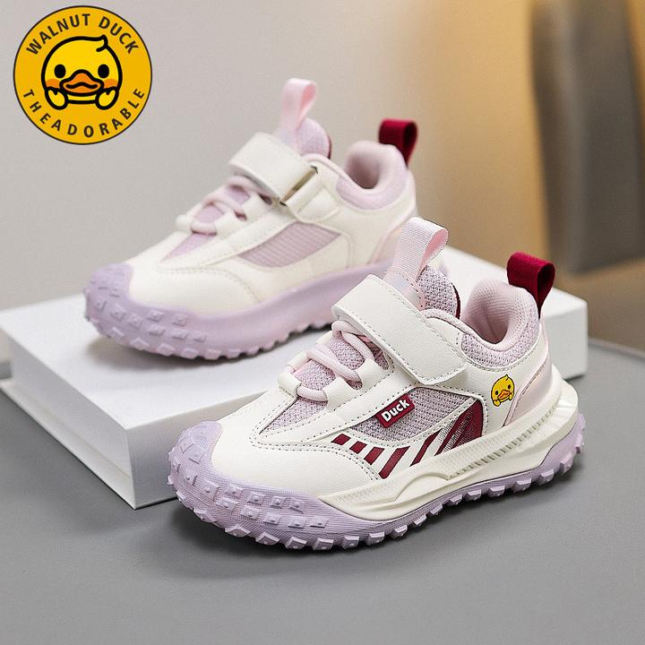 小黄鸭女童鞋软底防滑2025春秋新款时尚中小童透气网面儿童运动鞋