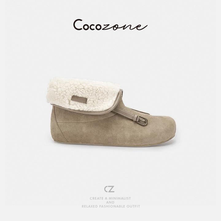 COCO ZONE 刘一一 复古毛绒拉链温暖舒适感靴子 CD2A2611