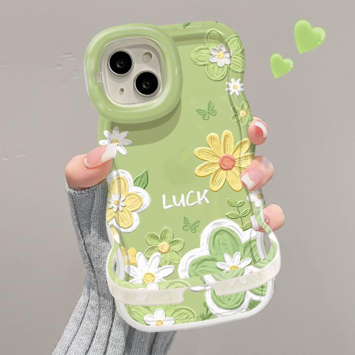 适用于苹果14油画花板凳双支架全包防摔手机壳